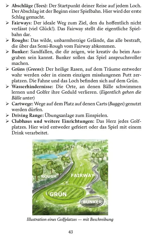 So ist ein Golfplatz aufgebaut, Seite aus dem Buch