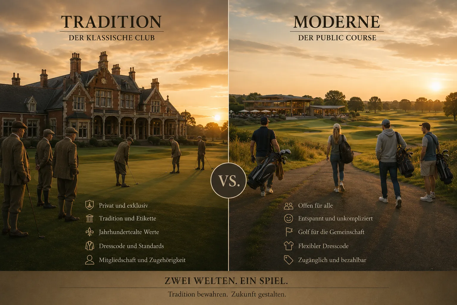 Zwei Welten, ein Spiel: klassischer Privatclub und moderner Public Course im Vergleich